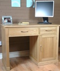 Single pedestal oak computer desk